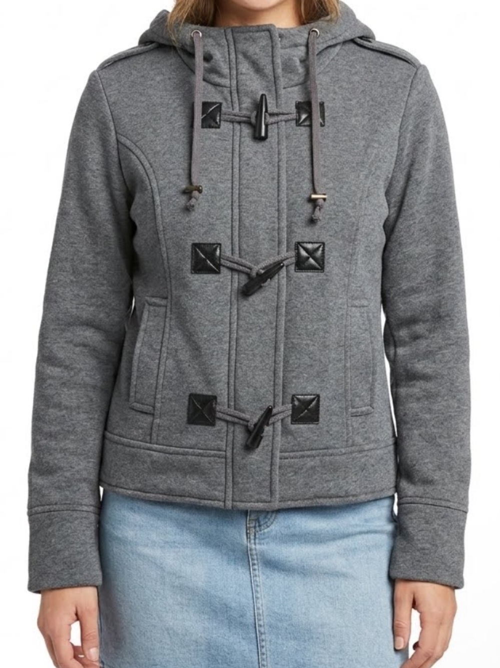 Soft grey Toggle Hooded Peacoat